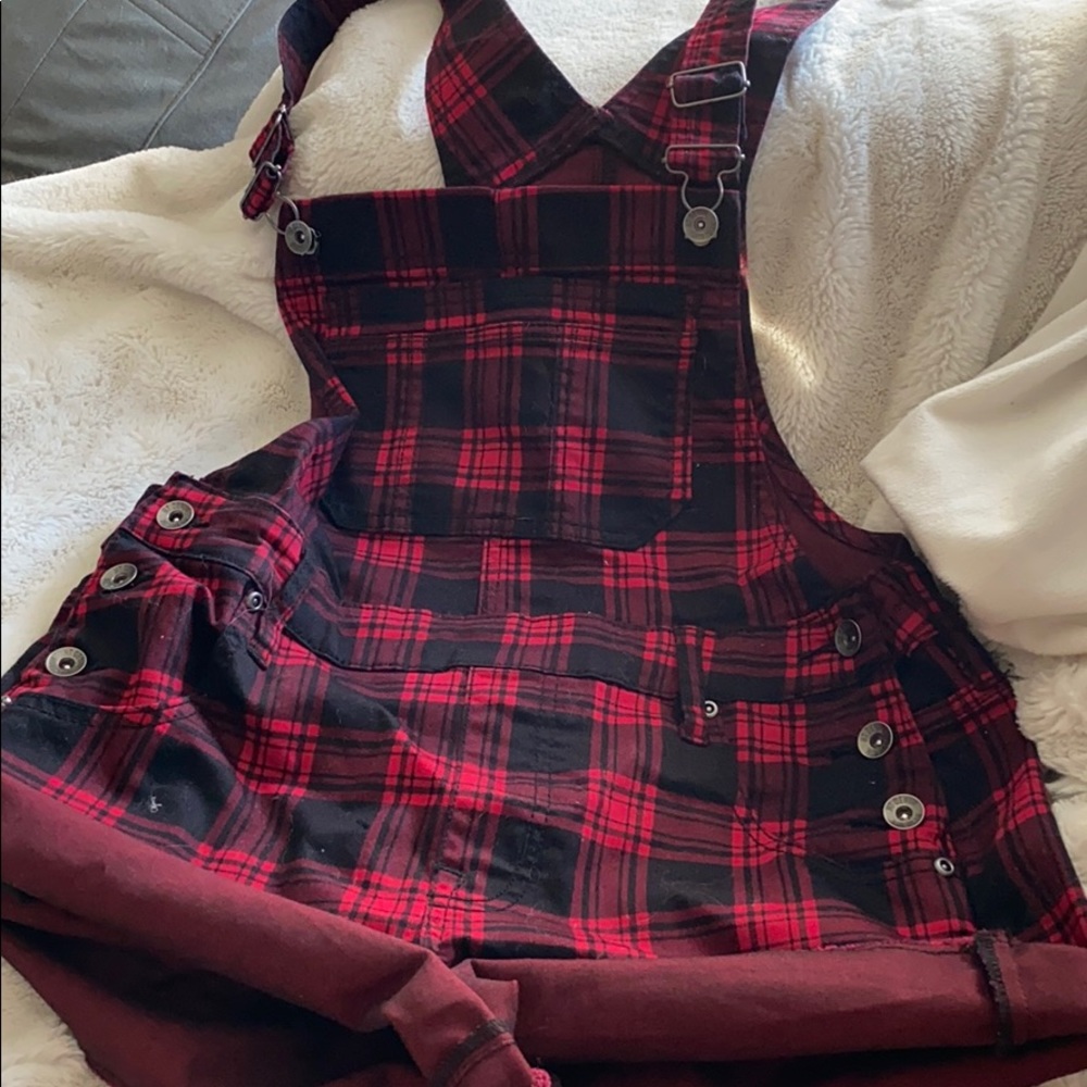 Plaid overalls